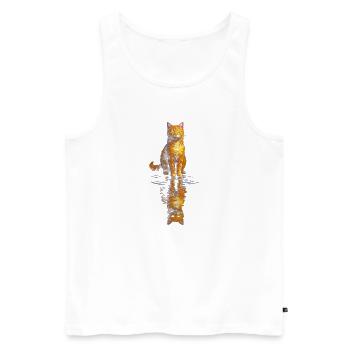 Orange cat artist at the water level - Men's Premium Organic Tank Top - white - Front - AI Model Male 178 light (178cm)