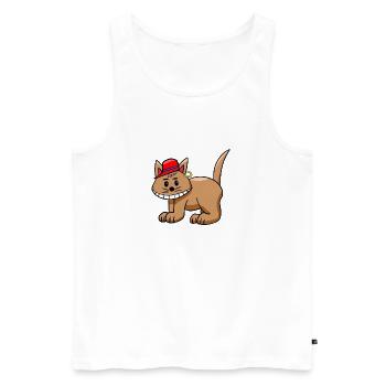 Chat drôle drôle de chat adolescent - Débardeur bio Premium Homme - blanc - Devant - AI Model Male 178 light (178cm)
