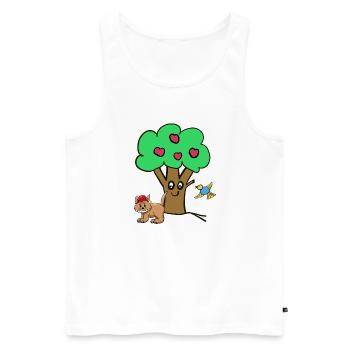 Apfelbaum Katze Vogel Kinder Garten Natur - Männer Premium Bio Tank Top - Weiß - Vorne - Michal (187cm)