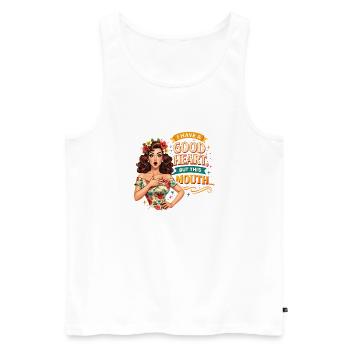 Gutes Herz, aber Mund frech Retro-Spruch Sarkasmus - Männer Premium Bio Tank Top - Weiß - Vorne - Michal (187cm)