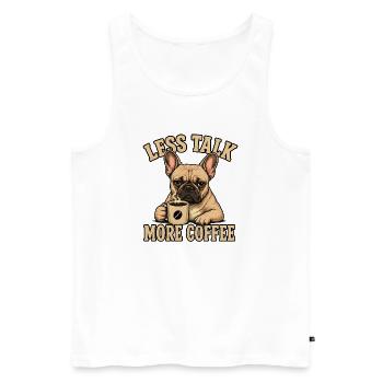 Chemise French Bulldog Coffee Inscription - Débardeur bio Premium Homme - blanc - Devant - Michal (187cm)