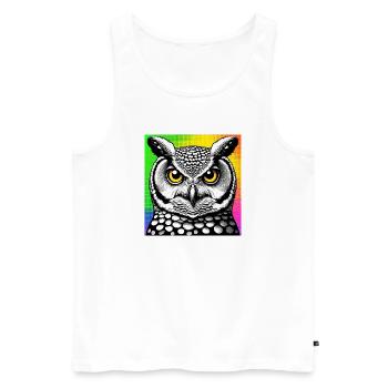 Eule - Männer Premium Bio Tank Top - Weiß - Vorne - AI Model Male 178 light (178cm)