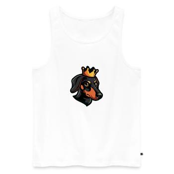 Dachshund Hund Dackel Krone - Männer Premium Bio Tank Top - Weiß - Vorne - Michal (187cm)