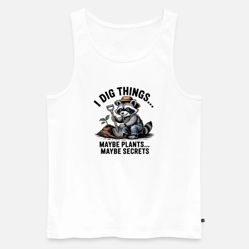 Waschbär-Gärtner gräbt nach Pflanzen - Männer Premium Bio Tank Top - Weiß
