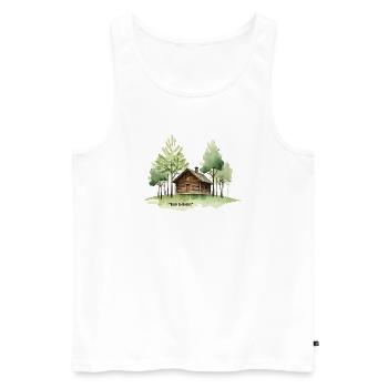 Back to Basics Cabin in Woods - Men's Premium Organic Tank Top - white - Front - AI Model Male 178 light (178cm)