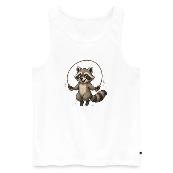 Waschbär Seilspringen Cartoon Sport Motiv  - Männer Premium Bio Tank Top - Weiß - Vorne - Michal (187cm)