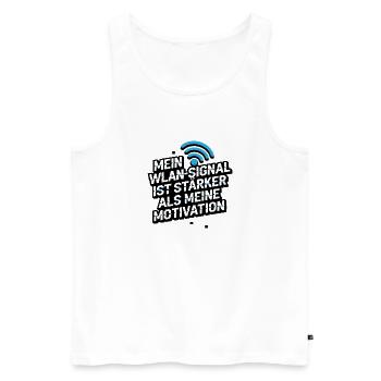  Mein Wlan-Signal Ist Stärker Als Meine Motivation - Männer Premium Bio Tank Top - Weiß - Vorne - Michal (187cm)