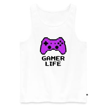 Knalliger Gamer Life Controller - Männer Premium Bio Tank Top - Weiß - Vorne - AI Model Male 178 light (178cm)