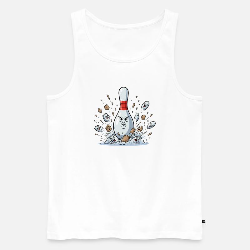 Explodierender Bowling-Pin Cartoon - Männer Premium Bio Tank Top - Weiß