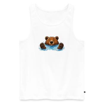 Bär badet im Wasser Lustiges Tier Motiv - Männer Premium Bio Tank Top - Weiß - Vorne - Michal (187cm)