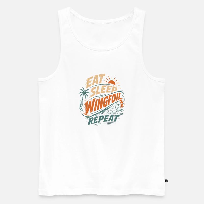 Eat Sleep Wingfoil Repeat Surfdesign - Männer Premium Bio Tank Top - Weiß