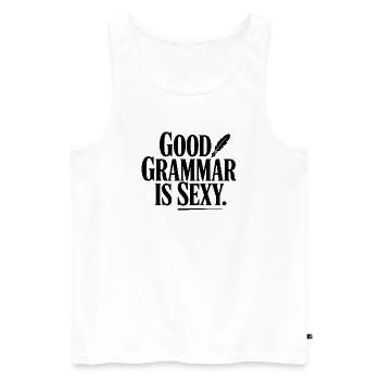 Gute Grammatik ist sexy - Männer Premium Bio Tank Top - Weiß - Vorne - AI Model Male 178 light (178cm)