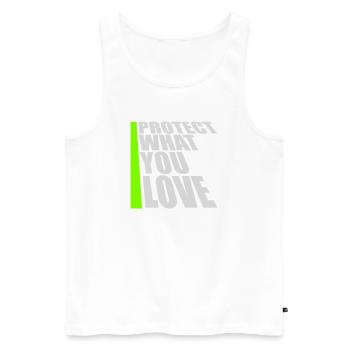 Protect What You Love Nature Protection Statement Logo - Men's Premium Organic Tank Top - white - Front - Michal (187cm)