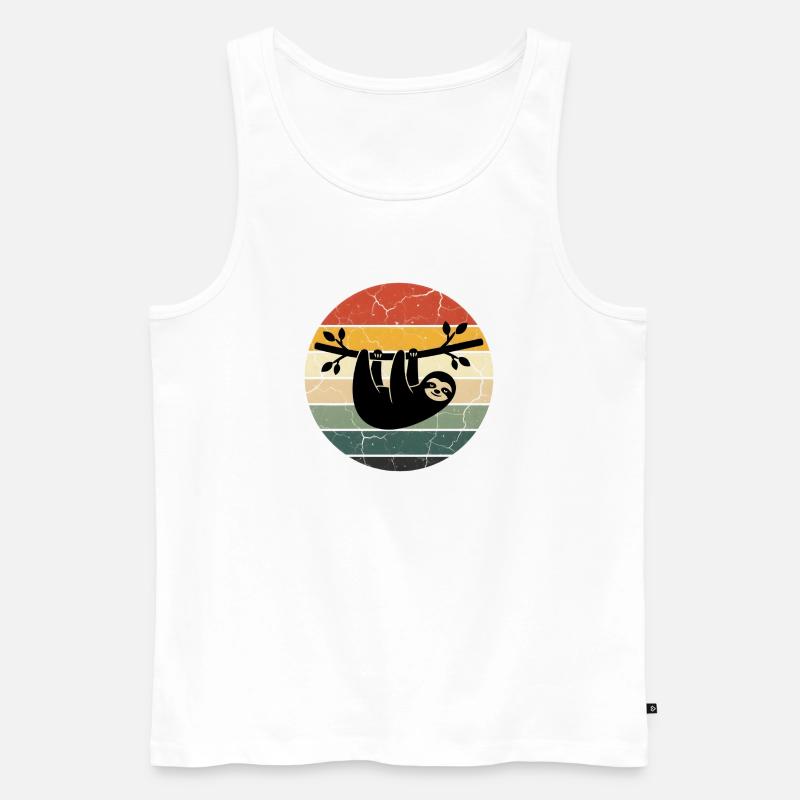 Sloth Gift Retro Design Sunset - Männer Premium Bio Tank Top - Weiß