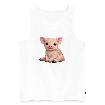 Ferkel-Kuschel-Illustration - Männer Premium Bio Tank Top - Weiß - Vorne - AI Model Male 178 light (178cm)