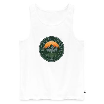 Explore Outdoors Mountains - Men's Premium Organic Tank Top - white - Front - Michal (187cm)