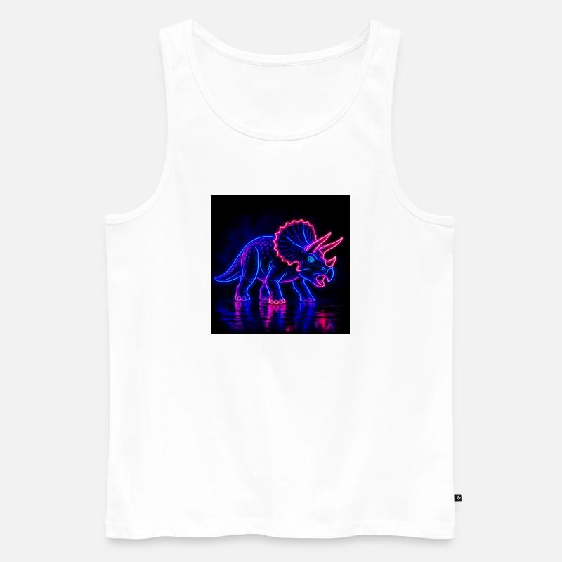 Neon Triceratops Neon Light - Männer Premium Bio Tank Top - Weiß