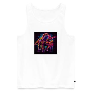 Neon Triceratops Graffiti - Männer Premium Bio Tank Top - Weiß - Vorne - AI Model Male 178 light (178cm)