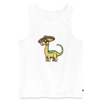 Dinosaurier brontosaurus Sombrero - Männer Premium Bio Tank Top - Weiß - Vorne - AI Model Male 178 light (178cm)