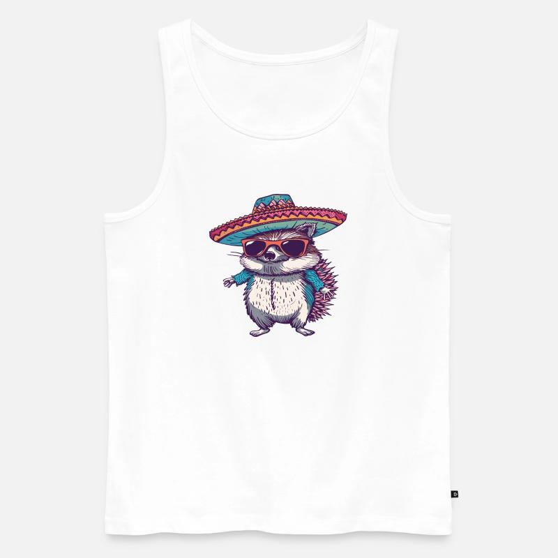 Igel Comic Lustig Sombrero - Männer Premium Bio Tank Top - Weiß