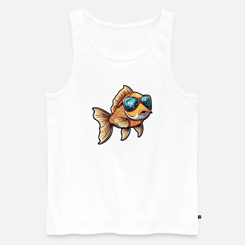 Goldfisch Comic Urlaub - Männer Premium Bio Tank Top - Weiß