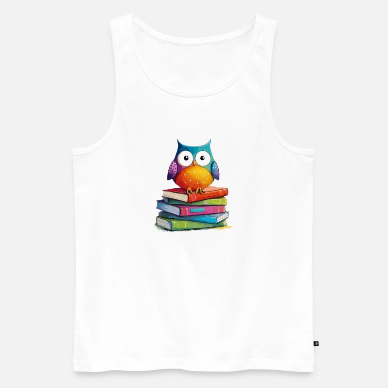 Bücherstapel Eule - Männer Premium Bio Tank Top - Weiß