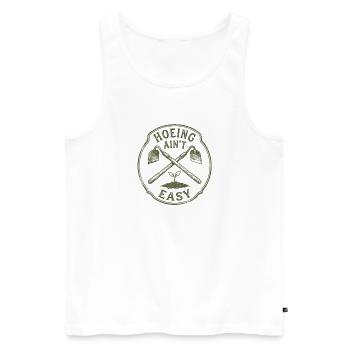 Hacken ist nicht einfach – Gartenarbeit für Frauen - Männer Premium Bio Tank Top - Weiß - Vorne - Michal (187cm)