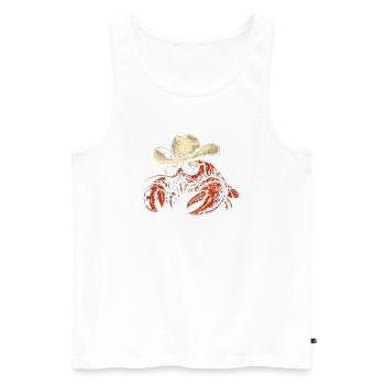 Écrevisses Cowboy Cajun Fruits de mer Écrevisses Vache - Débardeur bio Premium Homme - blanc - Devant - AI Model Male 178 light (178cm)