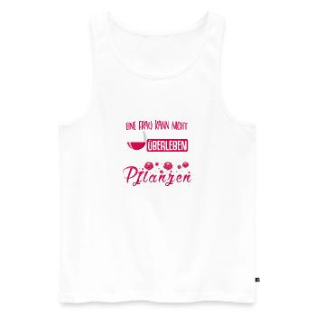Frau kann nicht mit Wein allein überleben Garten - Männer Premium Bio Tank Top - Weiß - Vorne - Michal (187cm)