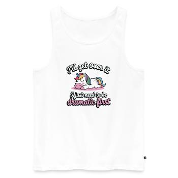 Schlafendes Einhorn Drama Spruch dramatisch - Männer Premium Bio Tank Top - Weiß - Vorne - AI Model Male 178 light (178cm)