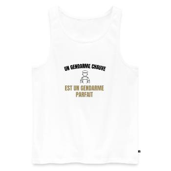 gendarme chauve / cadeau humour gendarme - Débardeur bio Premium Homme - blanc - Devant - Michal (187cm)