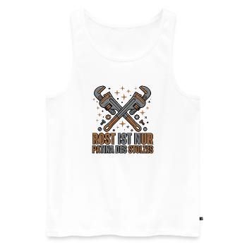 Restauration d’outils, artisanat, vintage - Débardeur bio Premium Homme - blanc - Devant - Michal (187cm)