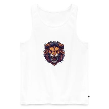 Lion Animal Lion Head - Men's Premium Organic Tank Top - white - Front - Michal (187cm)