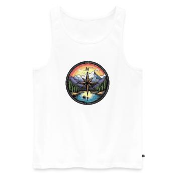Compass Travel - Men's Premium Organic Tank Top - white - Front - Michal (187cm)