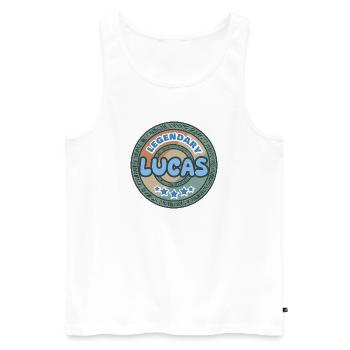 Spruch Lucas - Männer Premium Bio Tank Top - Weiß - Vorne - AI Model Male 178 light (178cm)