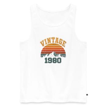 Vintage 1980's Birthday Mountain Retro 1980's - Men's Premium Organic Tank Top - white - Front - Michal (187cm)