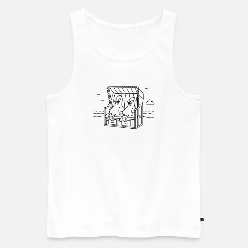 Witzige Möwen Strandkorb - Männer Premium Bio Tank Top - Weiß