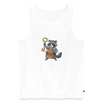 Schlüsselhelden Bau-Raccoon - Männer Premium Bio Tank Top - Weiß - Vorne - AI Model Male 178 light (178cm)