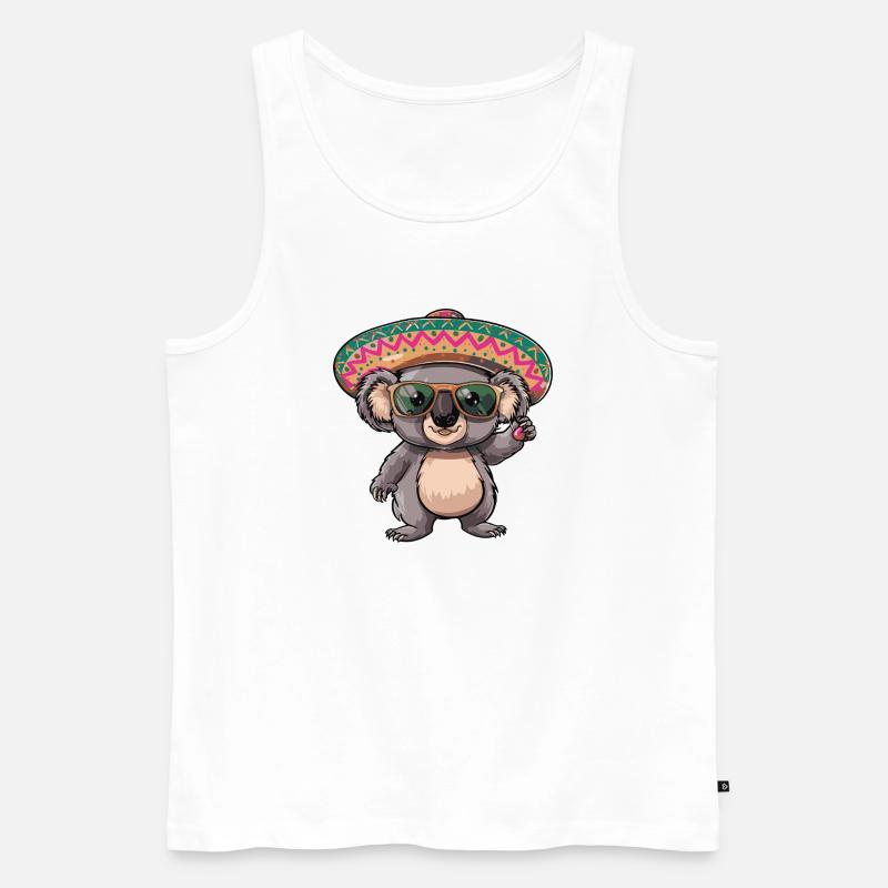 Koala Comic Lustig Sombrero - Männer Premium Bio Tank Top - Weiß