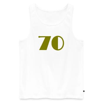 70. 70 YEARS. 70th ANNIVERSARY. 70 YEARS ANNIVERSARY. - Men's Premium Organic Tank Top - white - Front - Michal (187cm)