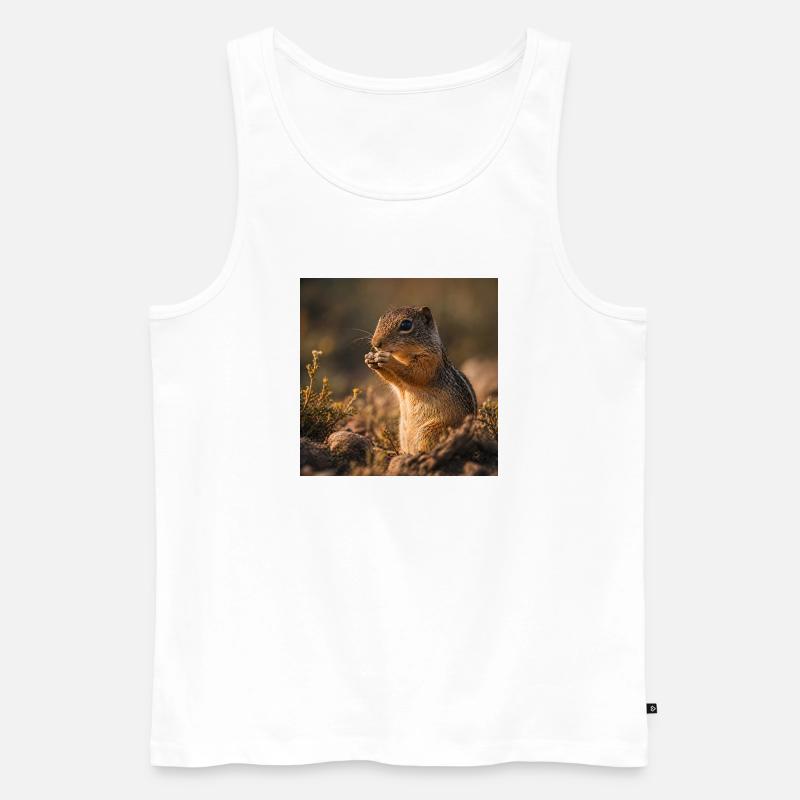 Streifenhörnchen im Herbstlicht - Männer Premium Bio Tank Top - Weiß