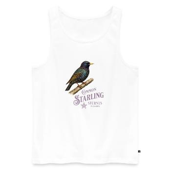 Common Starling Star Vogel Natur Design - Männer Premium Bio Tank Top - Weiß - Vorne - Michal (187cm)