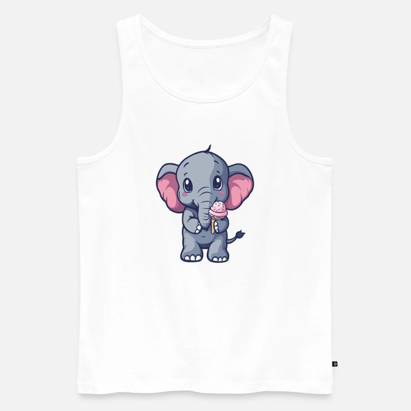 Kleiner Elefant Eiscreme Freund - Männer Premium Bio Tank Top - Weiß