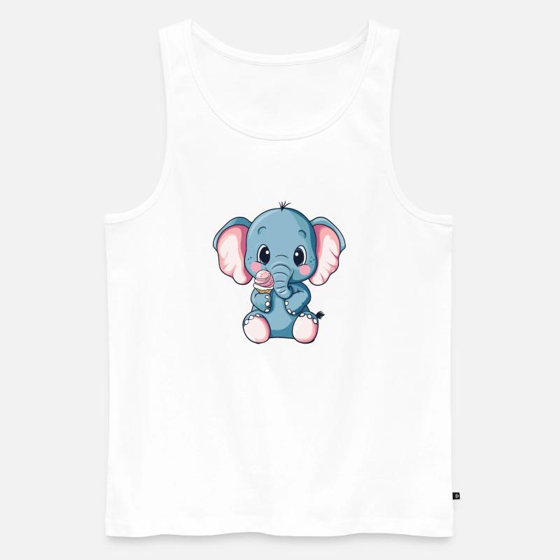 Kleiner Elefantenfreund Eiscreme - Männer Premium Bio Tank Top - Weiß