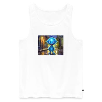 Blue funny and laughing monster - Men's Premium Organic Tank Top - white - Front - AI Model Male 178 light (178cm)