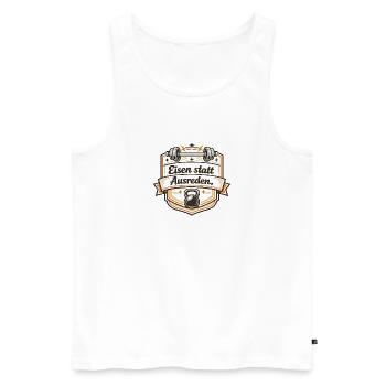 Eisen statt Ausreden - Männer Premium Bio Tank Top - Weiß - Vorne - Michal (187cm)