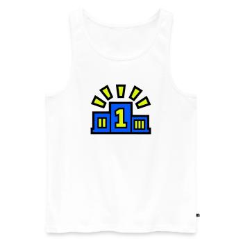 Sieger Podest Platz 1 Champion - Männer Premium Bio Tank Top - Weiß - Vorne - AI Model Male 178 light (178cm)