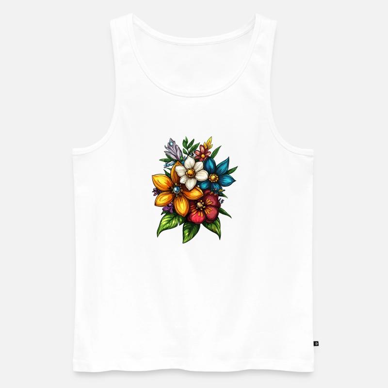Blumenstrauß Farbexplosion - Männer Premium Bio Tank Top - Weiß
