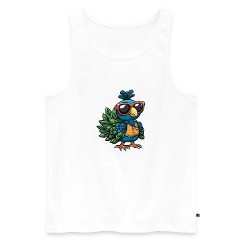 Pfau Vogel Comic Urlaub - Männer Premium Bio Tank Top - Weiß - Vorne - Michal (187cm)