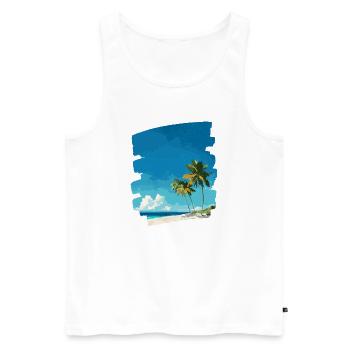 Strand Meer Palmen - Männer Premium Bio Tank Top - Weiß - Vorne - Michal (187cm)